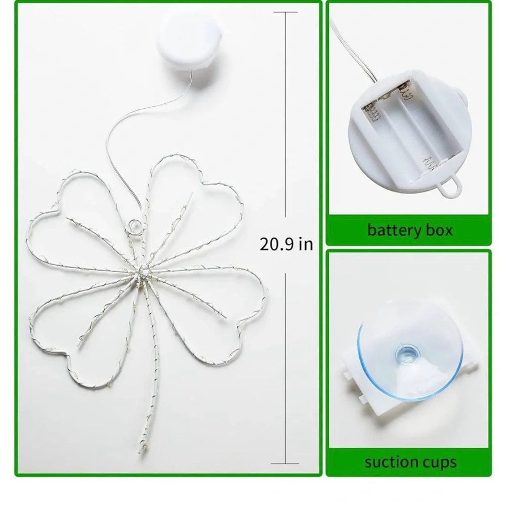 Green Shamrock LED 4 Clover 🍀 String Lights